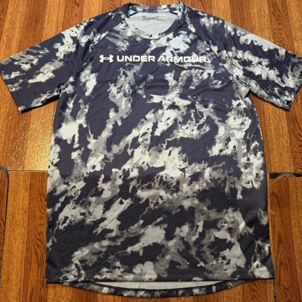 Under Armour Blue Heat Tech Retro Sportswear Running Train Shirt Small